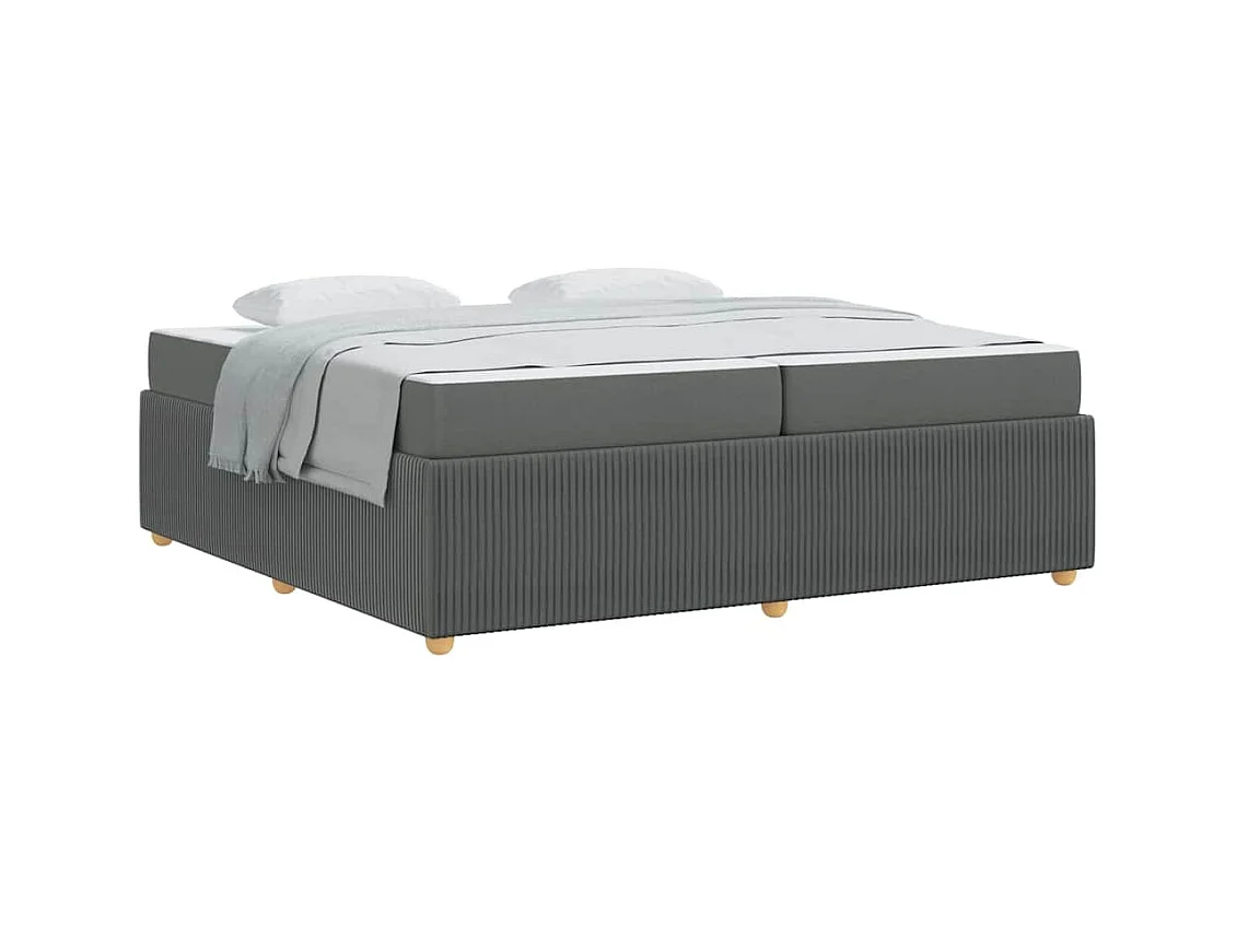 Cadre de lit avec matelas Gris foncé 200 x 200 cm tissu