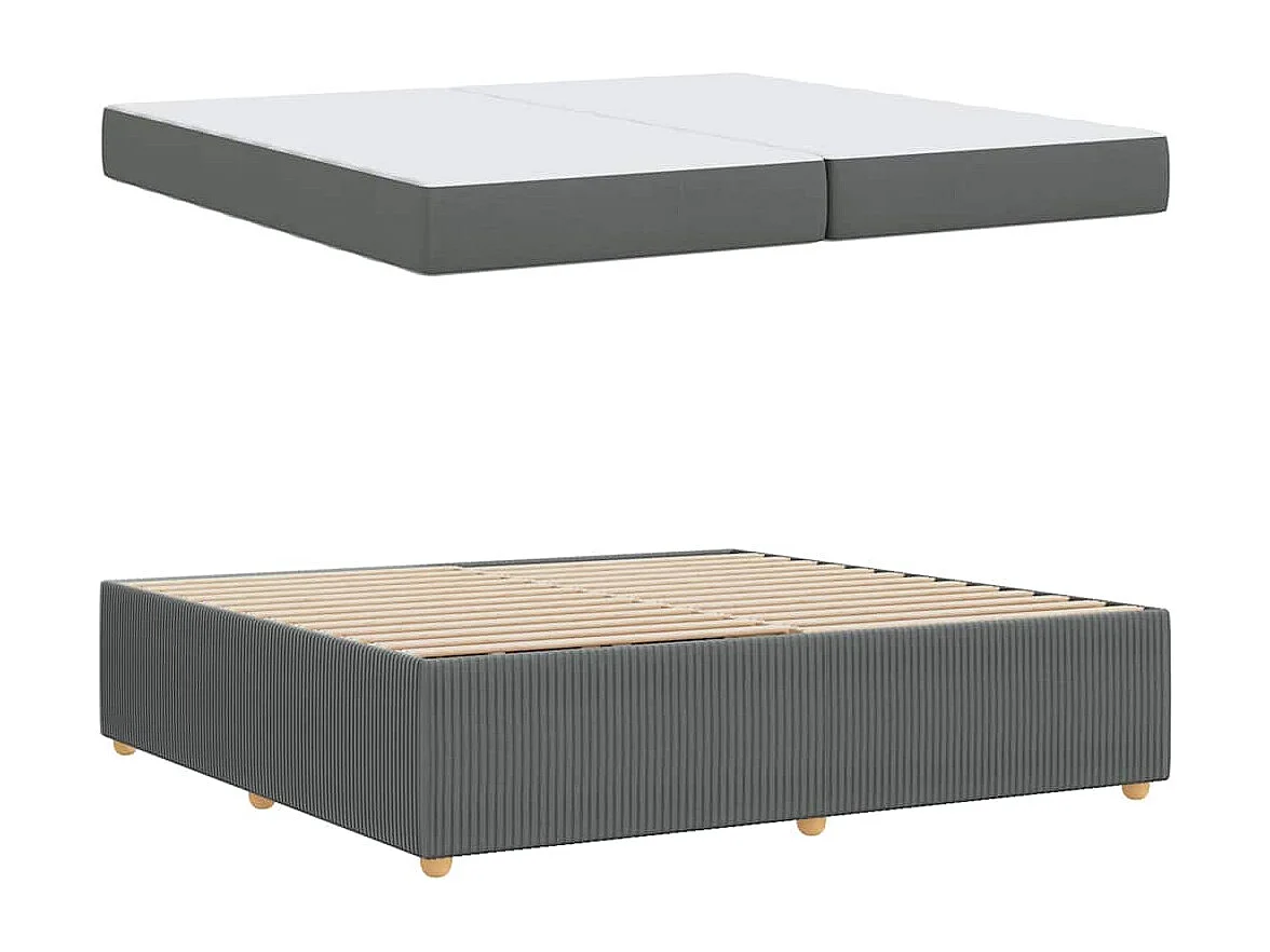 Cadre de lit avec matelas Gris foncé 200 x 200 cm tissu