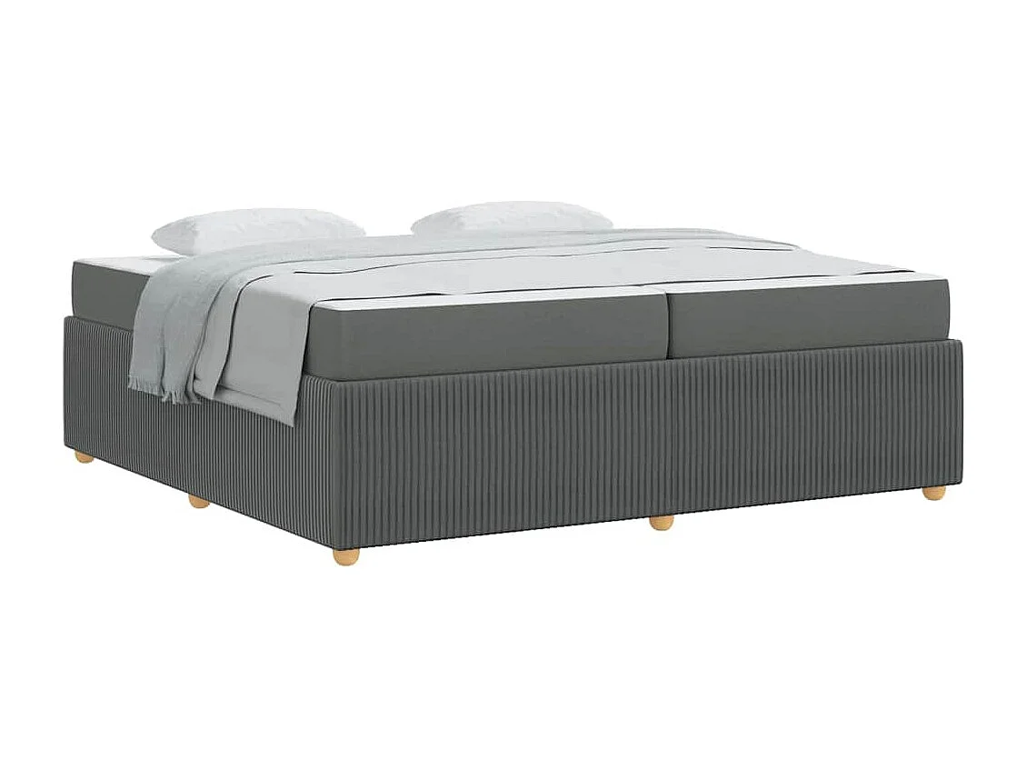 Cadre de lit avec matelas Gris foncé 200 x 200 cm tissu