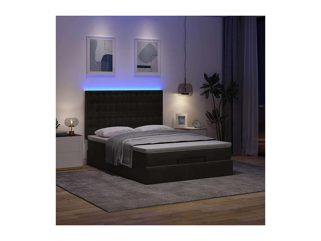 Cadre de lit ottoman avec matelas noir 140x200 cm velours