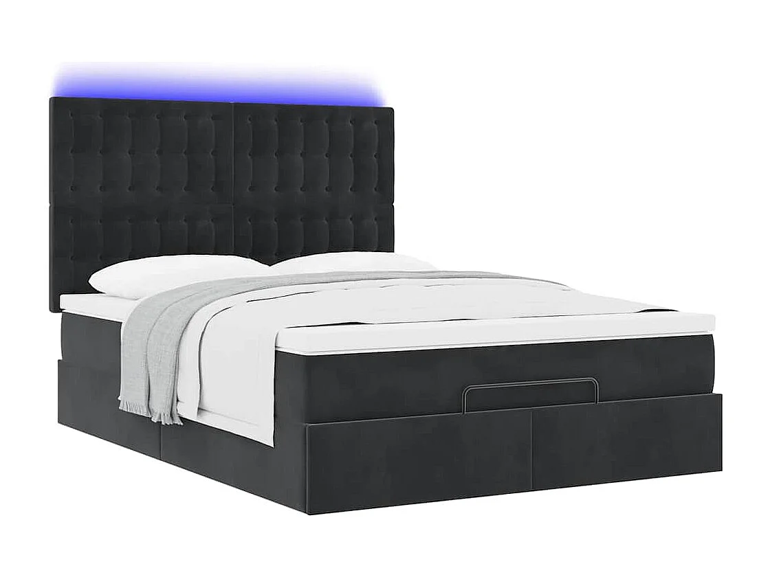Cadre de lit ottoman avec matelas noir 140x200 cm velours
