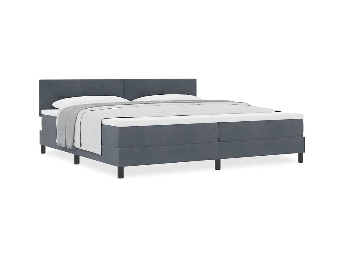 Cadre de lit avec matelas Gris foncé 200 x 200 cm tissu