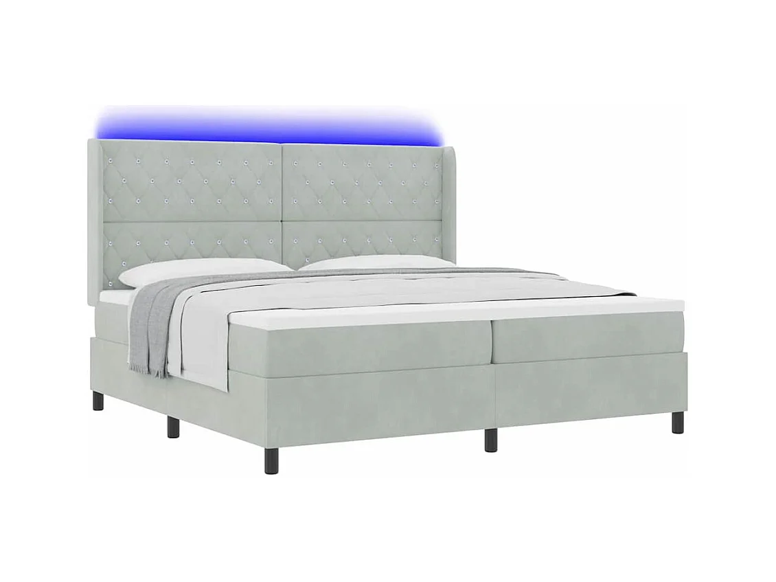 Cadre de lit avec Matelas LED Gris clair 200 x 200 cm Velours