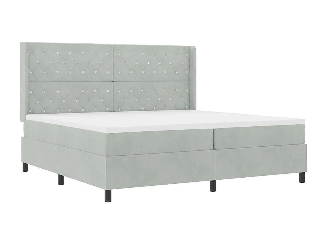 Cadre de lit avec Matelas LED Gris clair 200 x 200 cm Velours