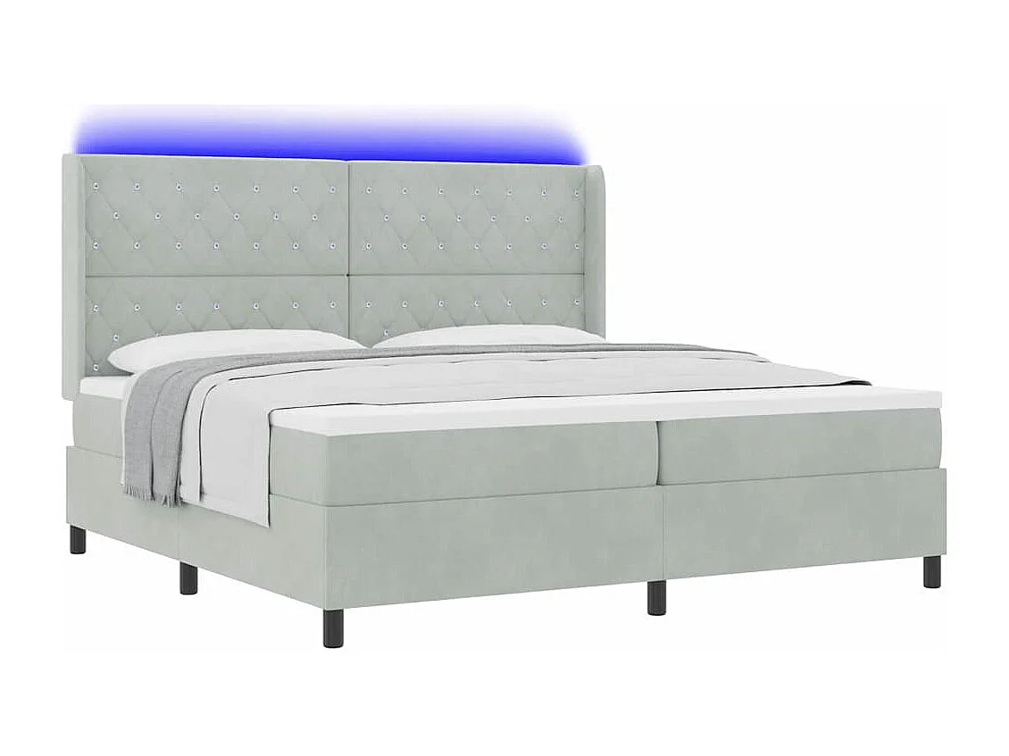 Cadre de lit avec Matelas LED Gris clair 200 x 200 cm Velours