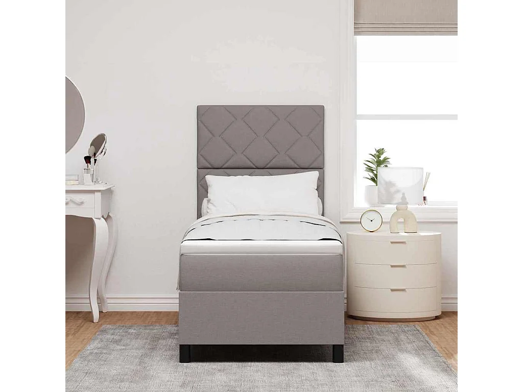 Cadre de lit avec matelas Taupe 80 x 200 cm tissu