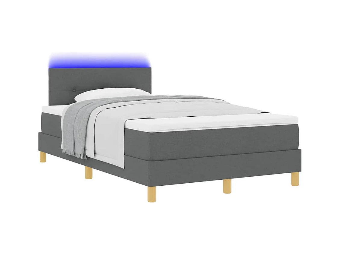 Cadre de lit avec matelas Gris foncé 120 x 190 cm tissu