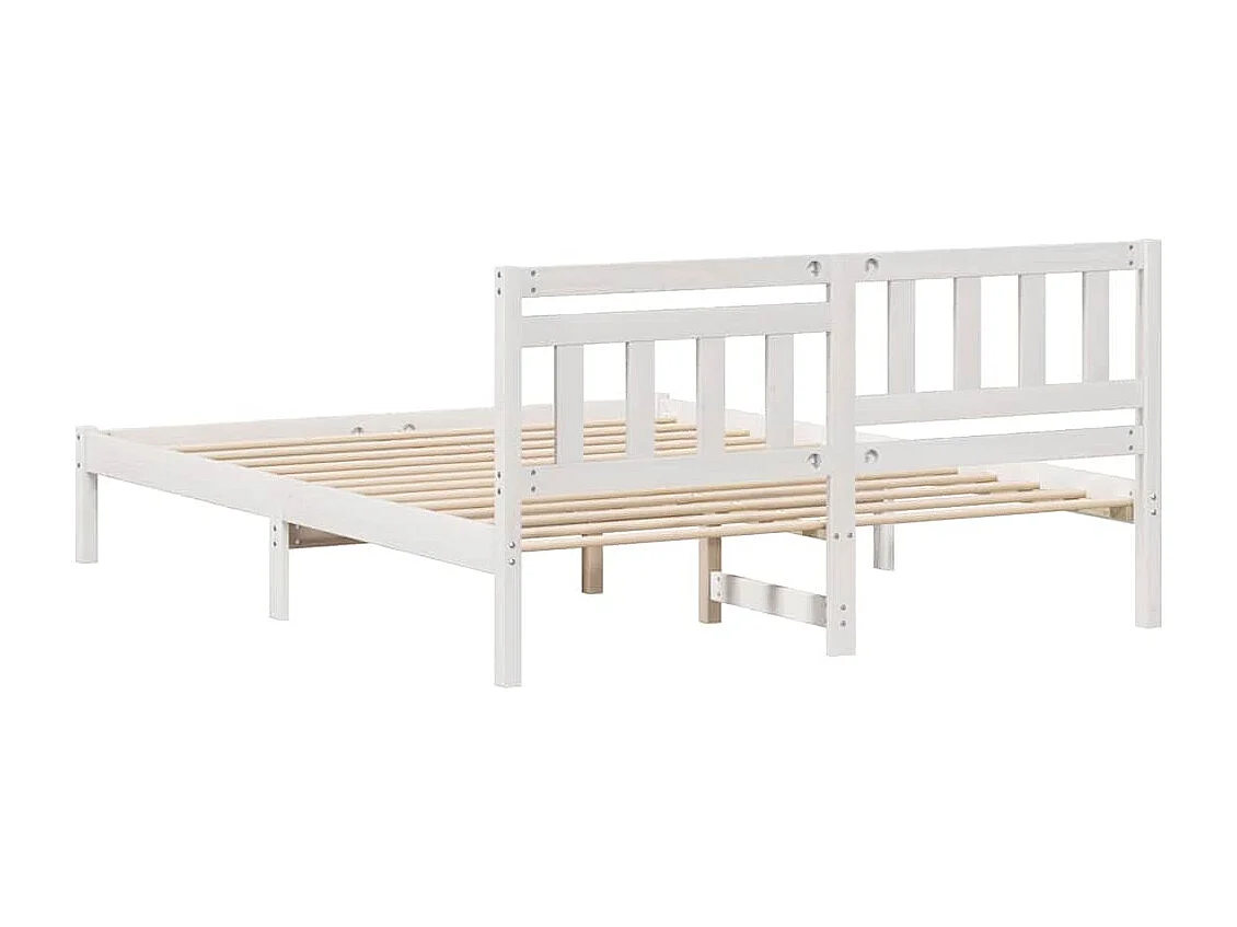 Bedframe met hoofdeinde Wit 150 x 200 cm Massief grenenhout