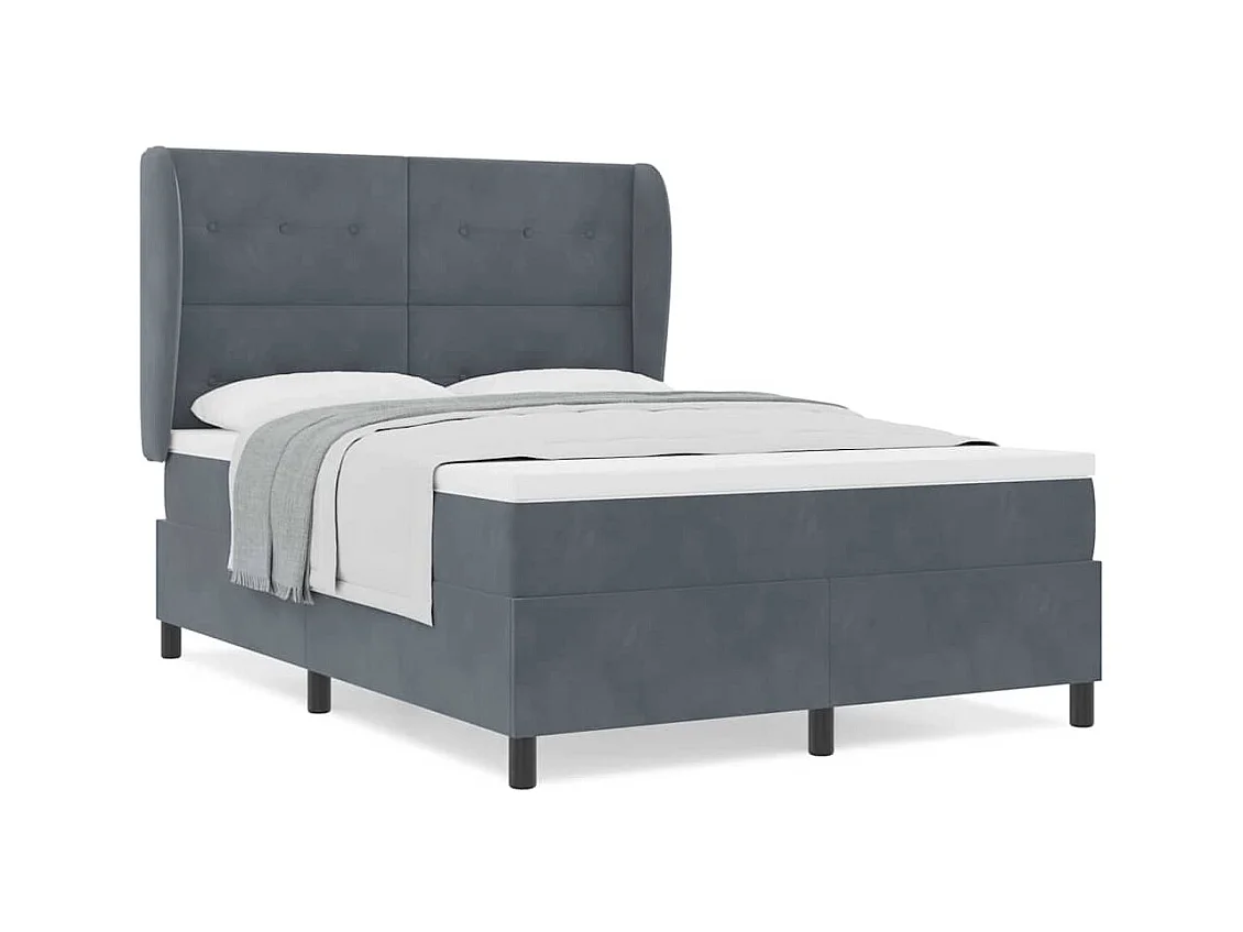 Cadre de lit avec matelas Gris foncé 160 x 200 cm Velours