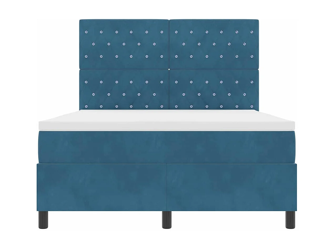 Cadre de lit avec matelas Bleu foncé 140 x 200 cm Velours
