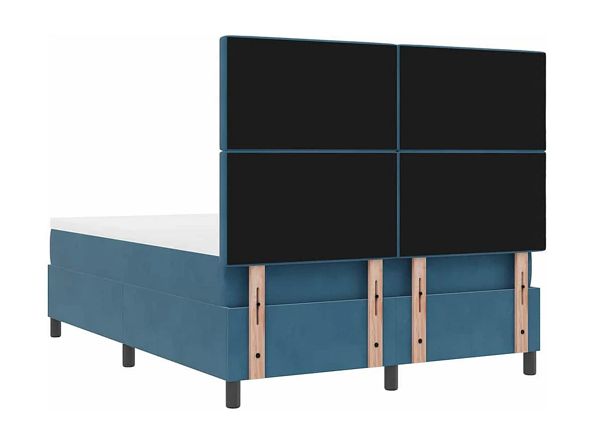 Cadre de lit avec matelas Bleu foncé 140 x 200 cm Velours