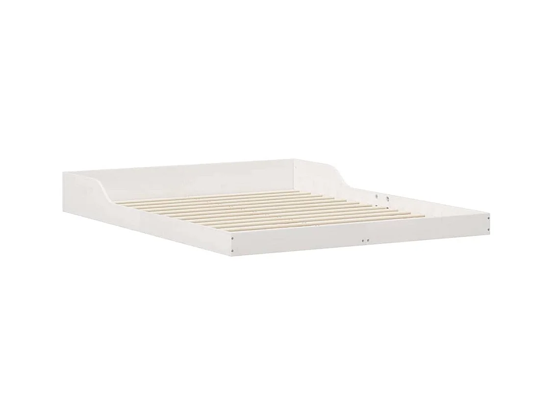 Cadre de lit Blanc 140 x 210 cm Bois massif en pin