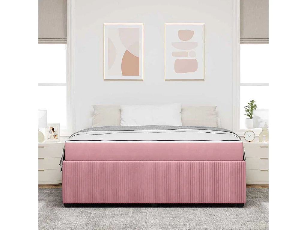 Estrutura de cama com colchão Rosa 180 x 200 cm Veludo