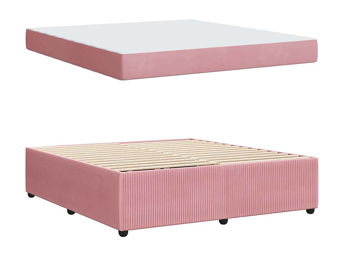 Estrutura de cama com colchão Rosa 180 x 200 cm Veludo