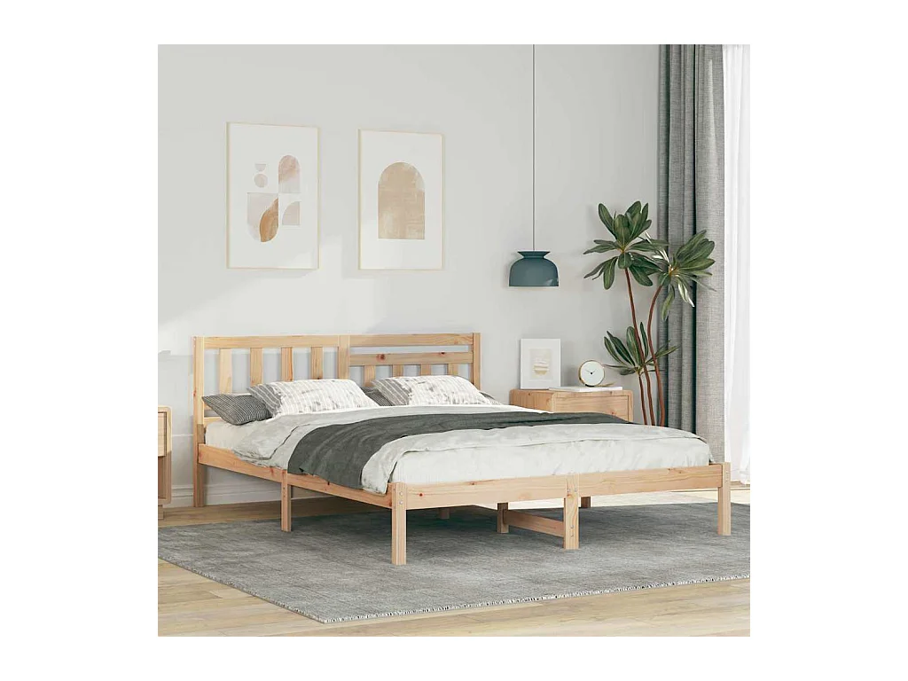 Cadre de lit Marron 140 x 200 cm Bois massif en pin