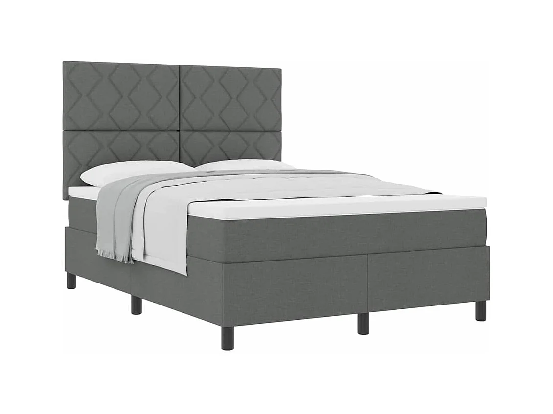 Cama tipo Box Spring con colchón Gris oscuro 140 x 200 cm tela