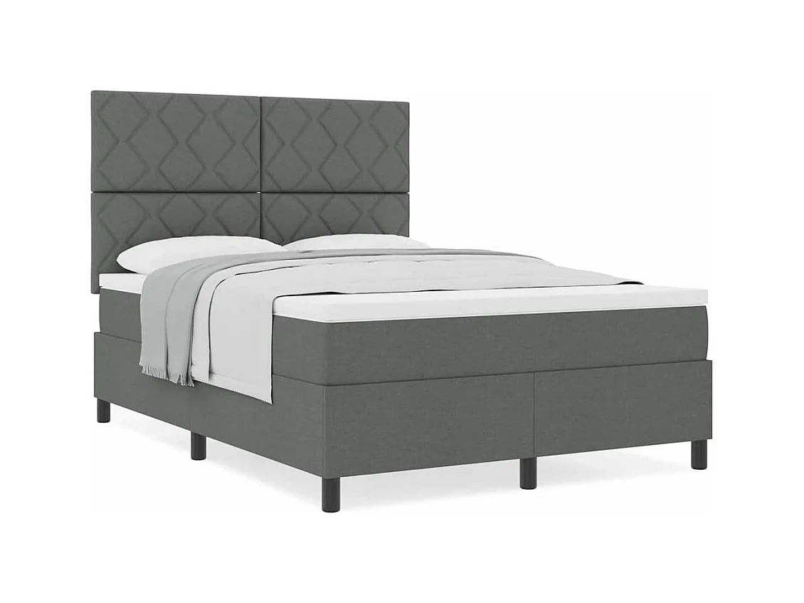 Cama tipo Box Spring con colchón Gris oscuro 140 x 200 cm tela