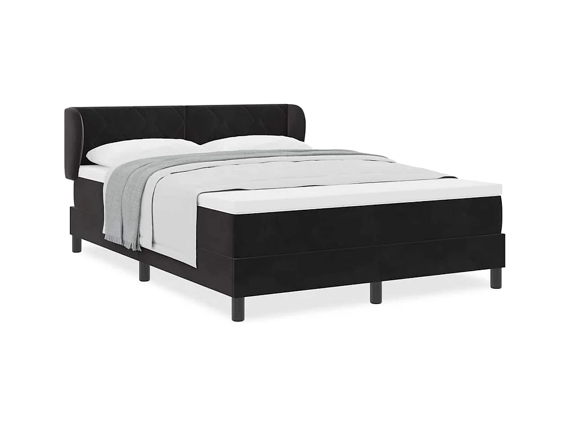 Boxspringbed met Matras Donkergrijs 80x200 cm Fluweel Zwart