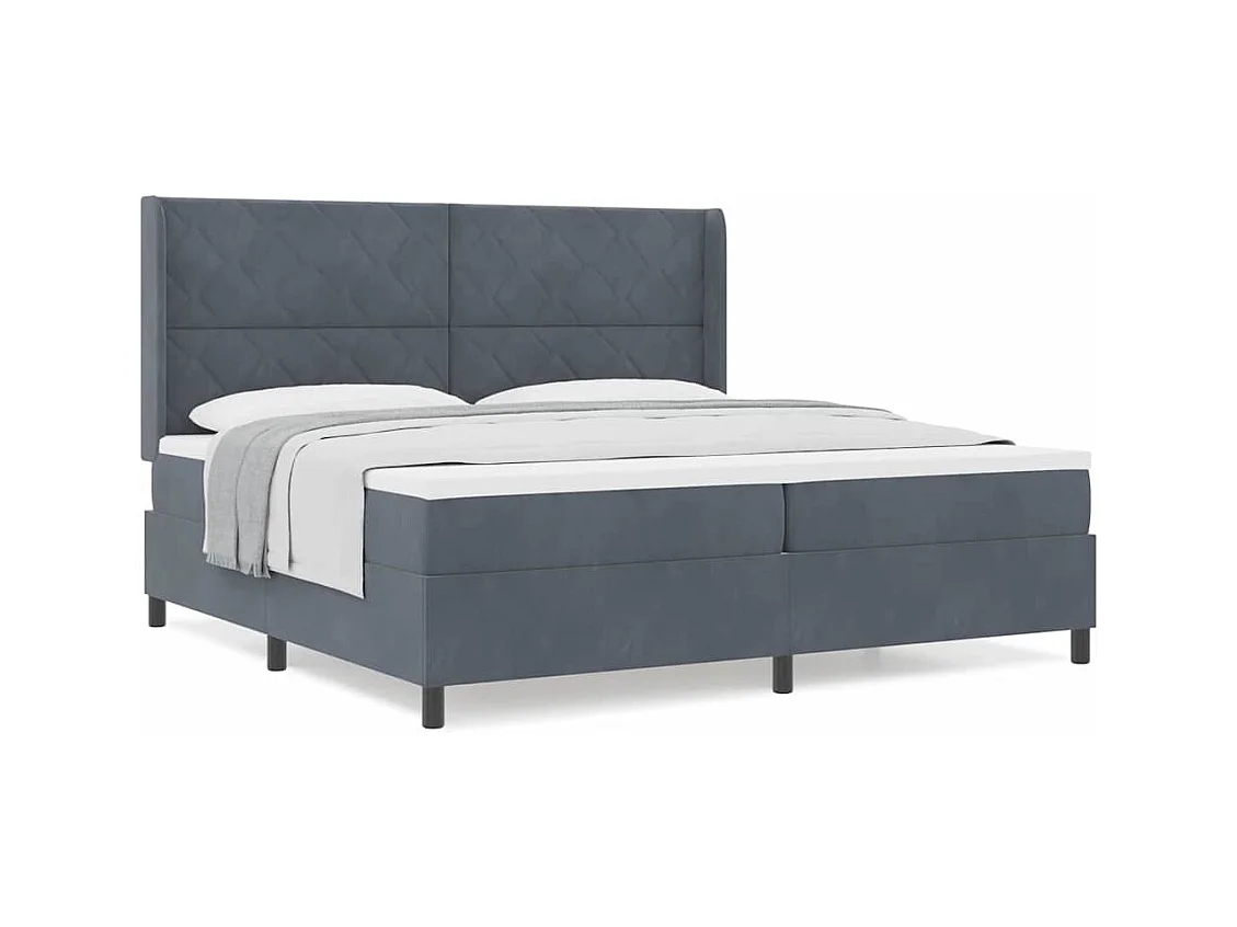 Cama tipo Box Spring Gris oscuro 200 x 200 cm Terciopelo