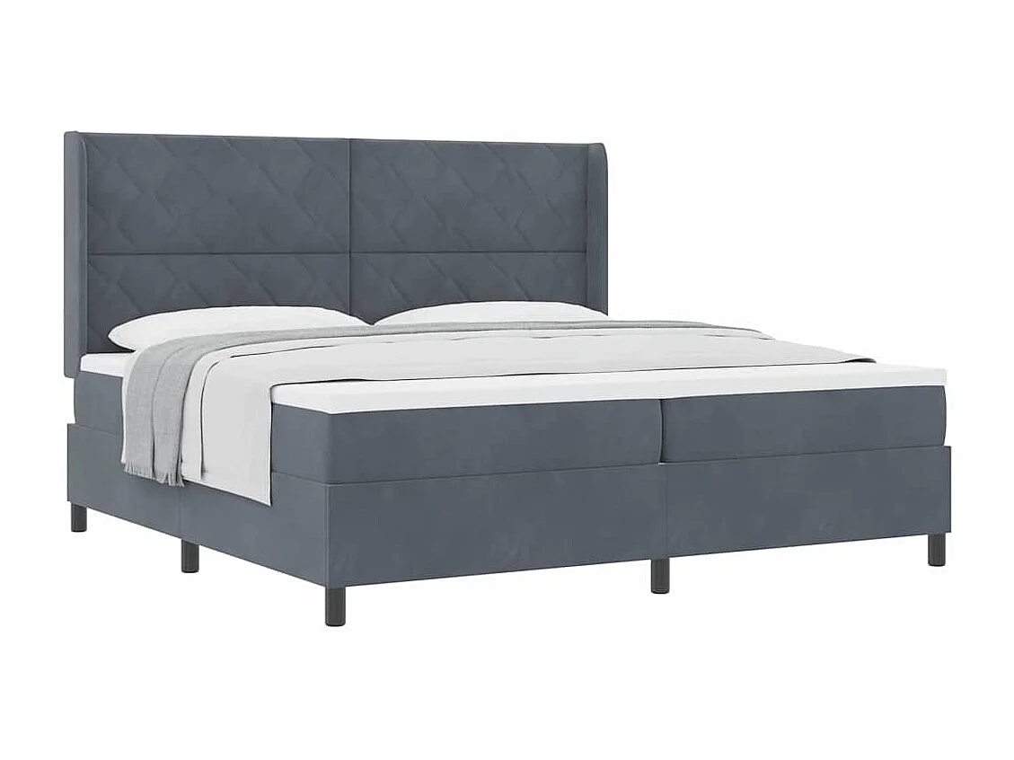 Cama tipo Box Spring Gris oscuro 200 x 200 cm Terciopelo