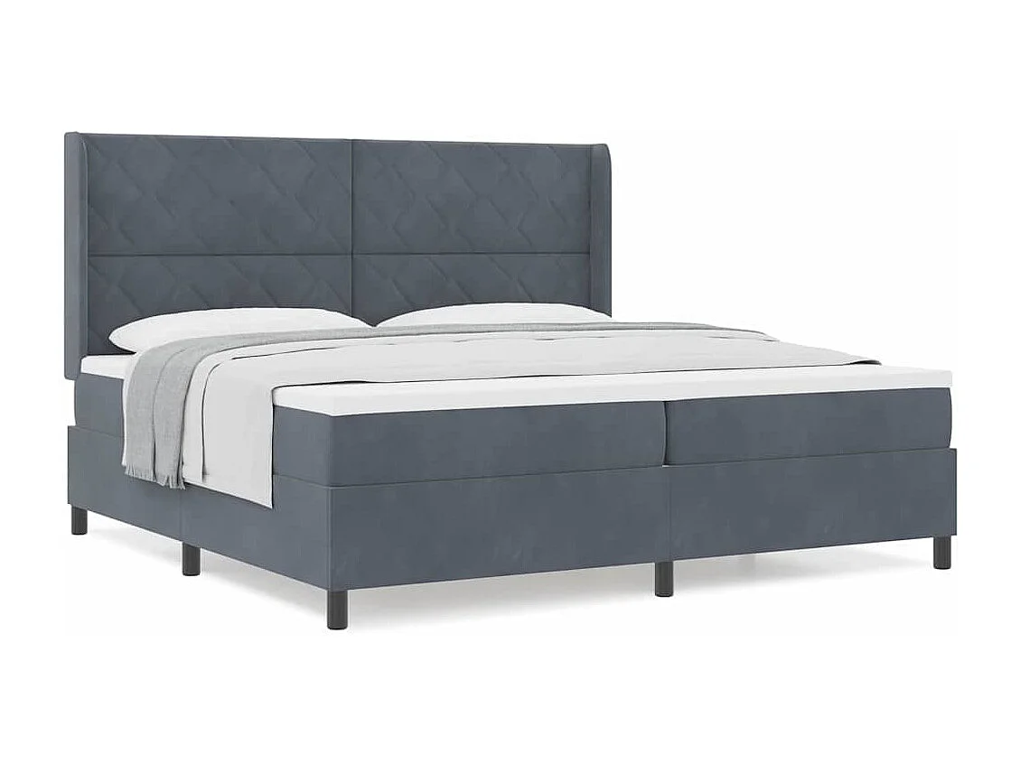 Cama tipo Box Spring Gris oscuro 200 x 200 cm Terciopelo