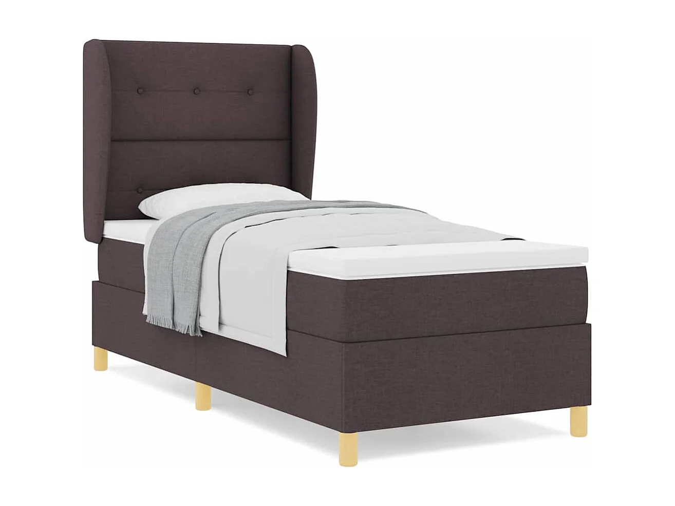 Cadre de lit avec matelas gris foncé 90x190 cm Marron foncé