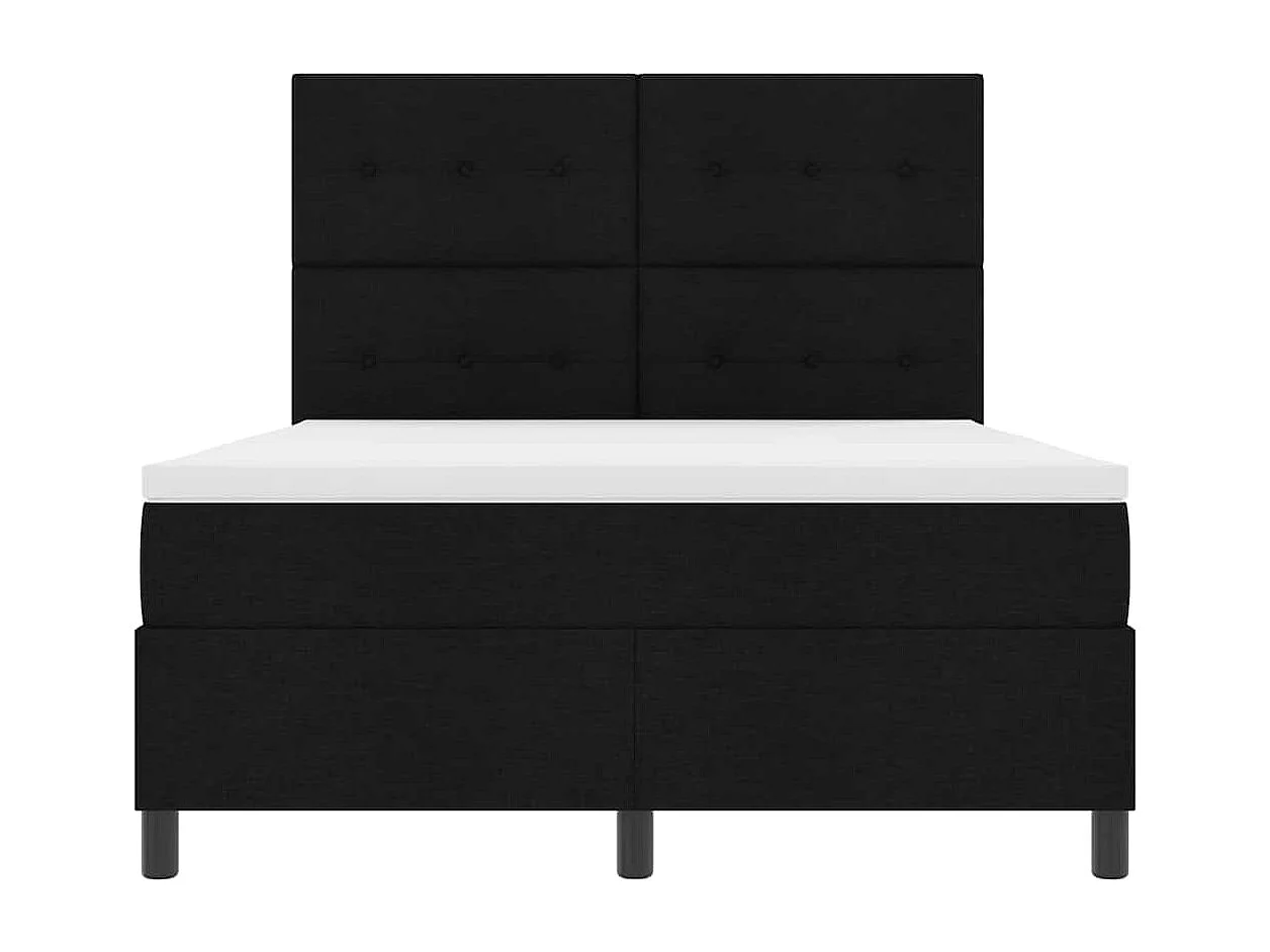 Cama tipo Box Spring con colchón Negro 140 x 200 cm tela