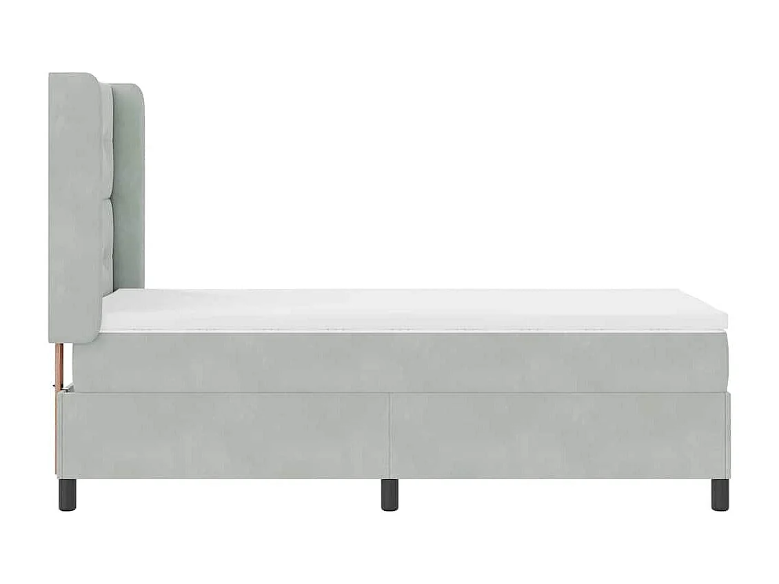 Cama con Box Spring LED y Colchón Manual Gris claro 90 x 200 cm