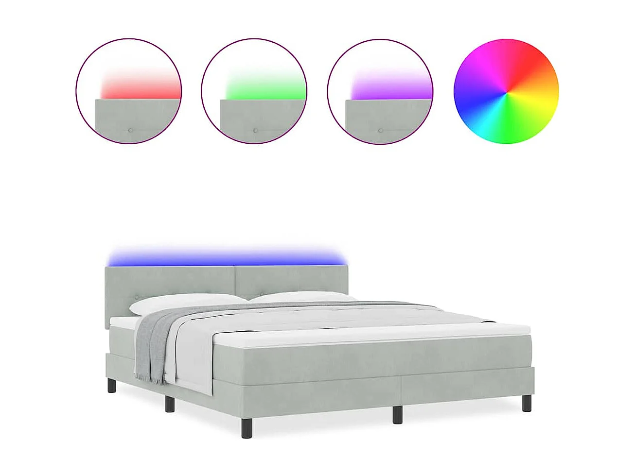 Cadre de lit avec tête de lit Gris clair 180 x 200 cm Velours