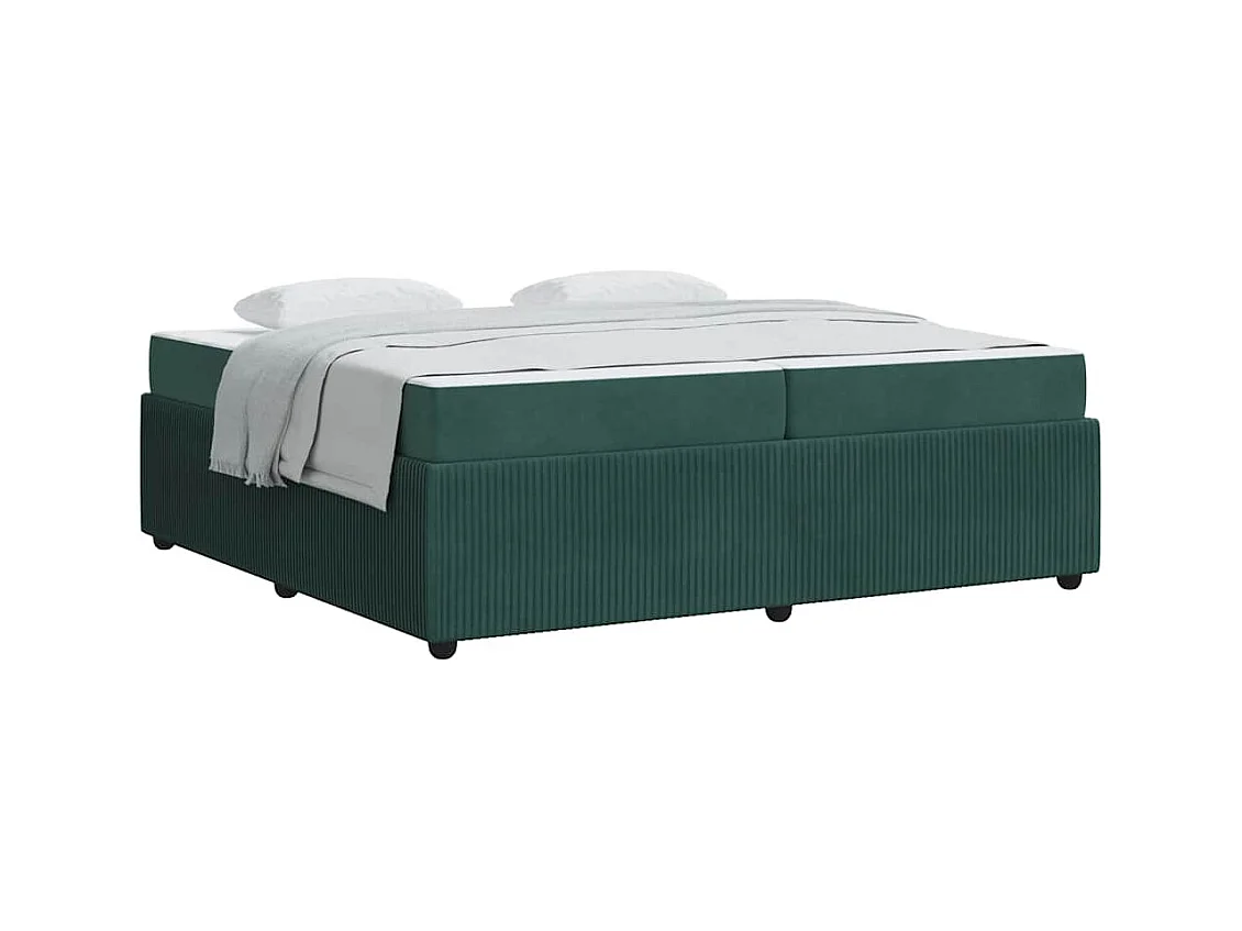 Cadre de lit avec matelas Vert foncé 200 x 200 cm Velours