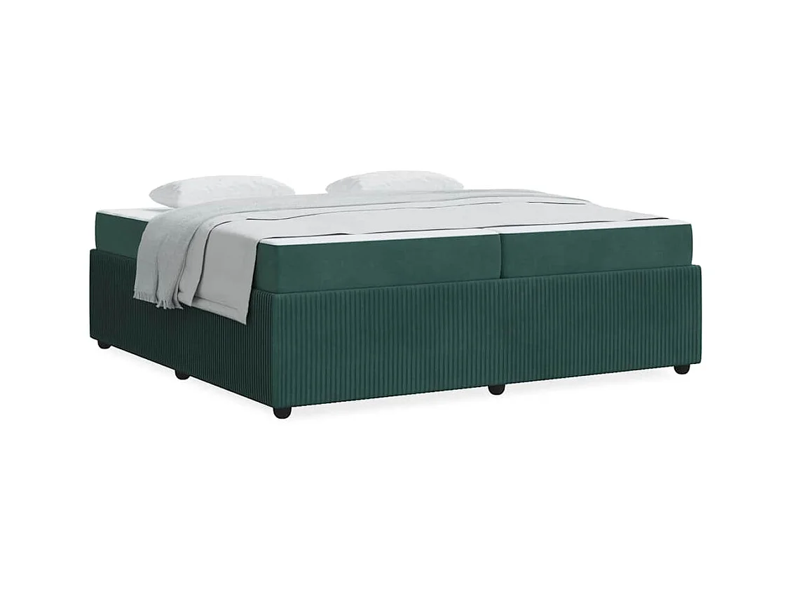 Cadre de lit avec matelas Vert foncé 200 x 200 cm Velours