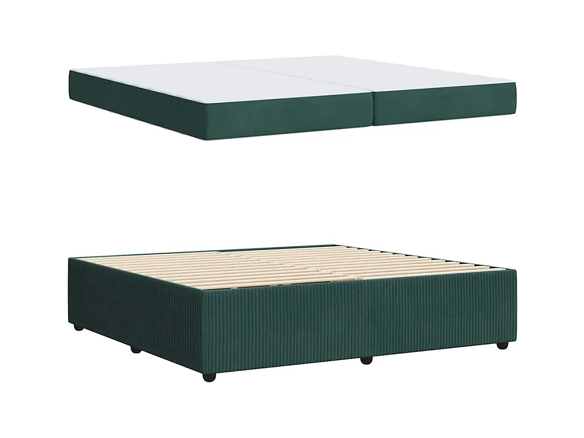 Cadre de lit avec matelas Vert foncé 200 x 200 cm Velours