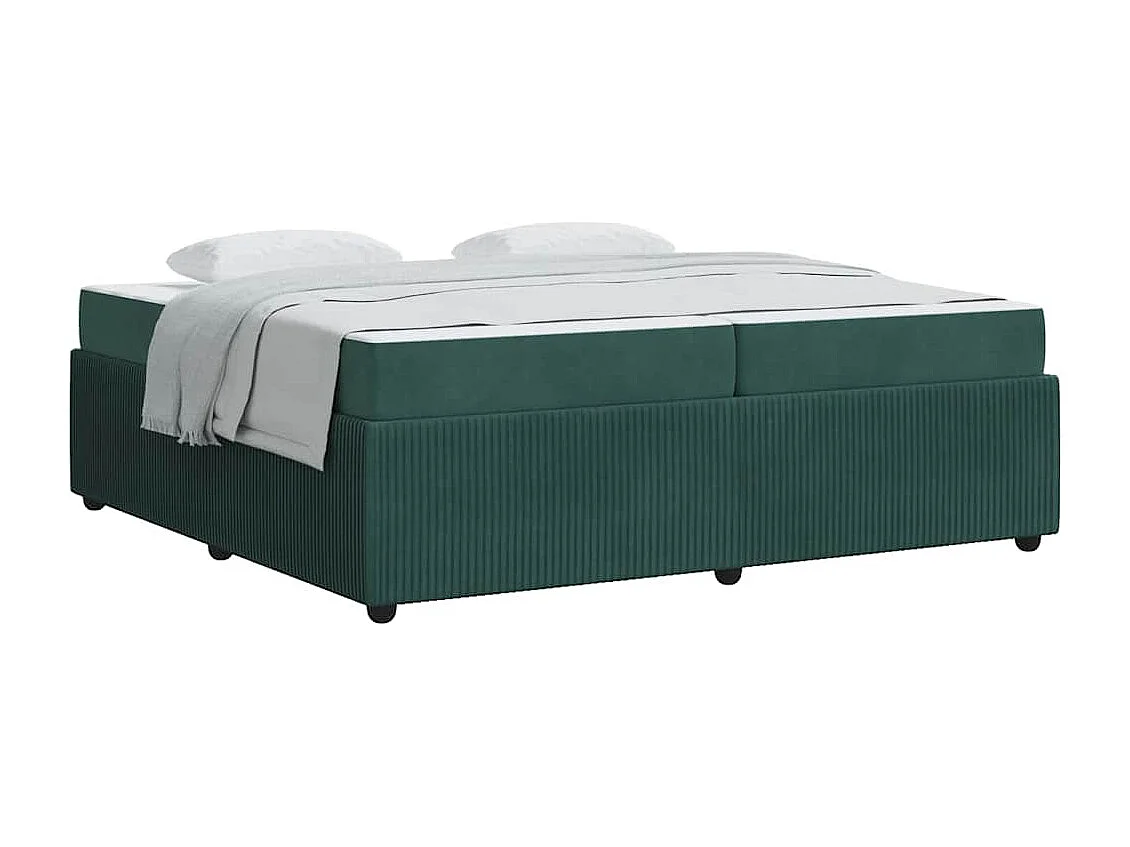 Cadre de lit avec matelas Vert foncé 200 x 200 cm Velours
