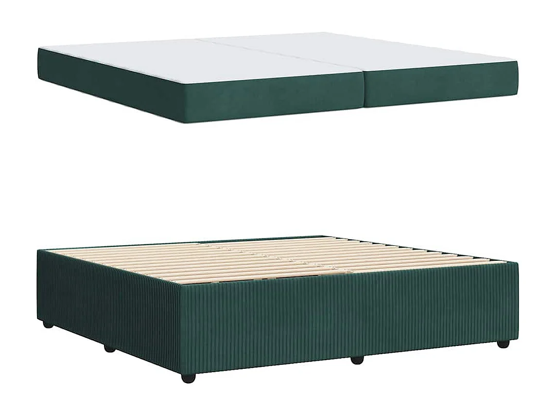 Cadre de lit avec matelas Vert foncé 200 x 200 cm Velours