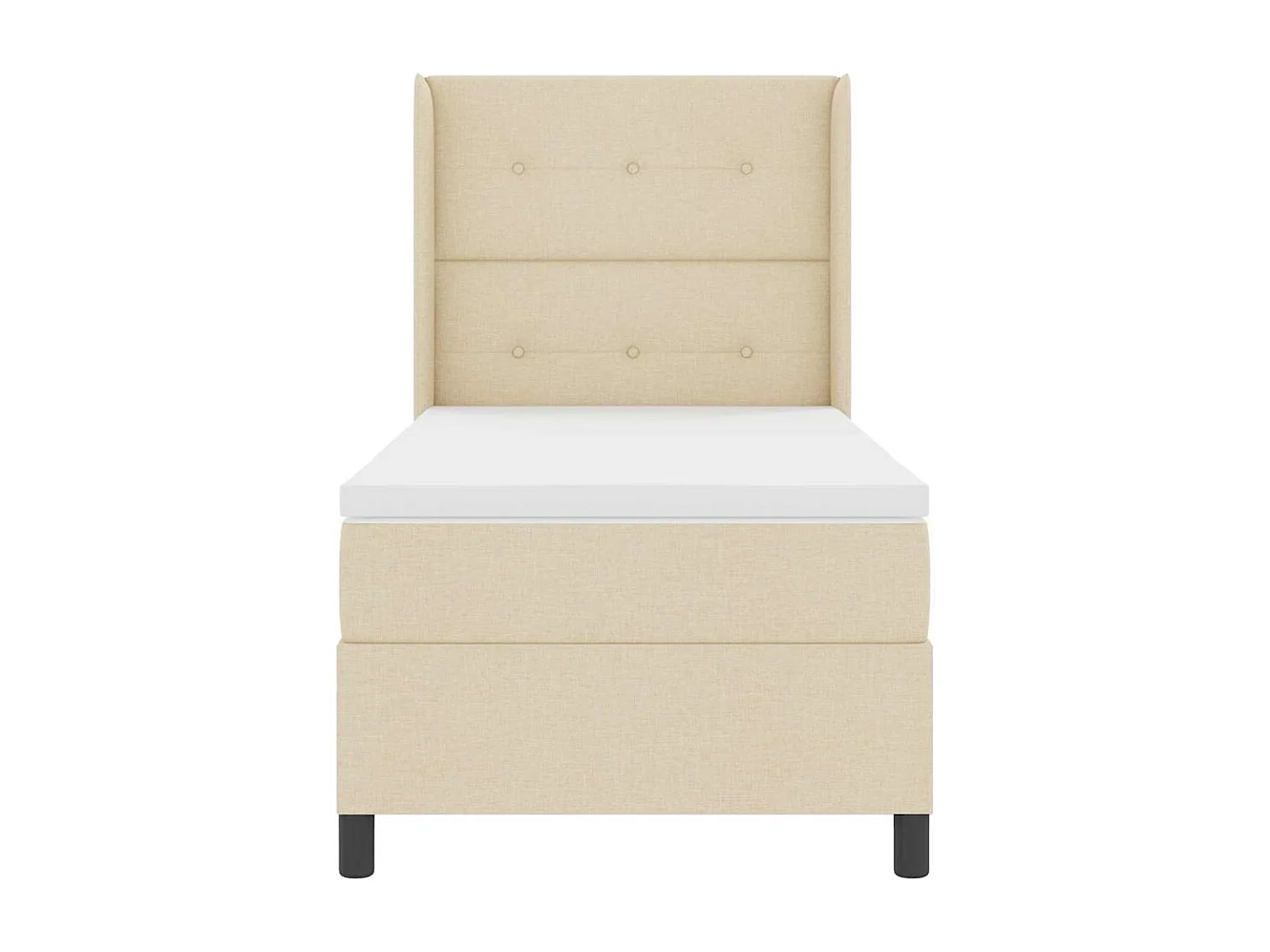 Cama tipo Box Spring con colchón Crema 90 x 200 cm tela