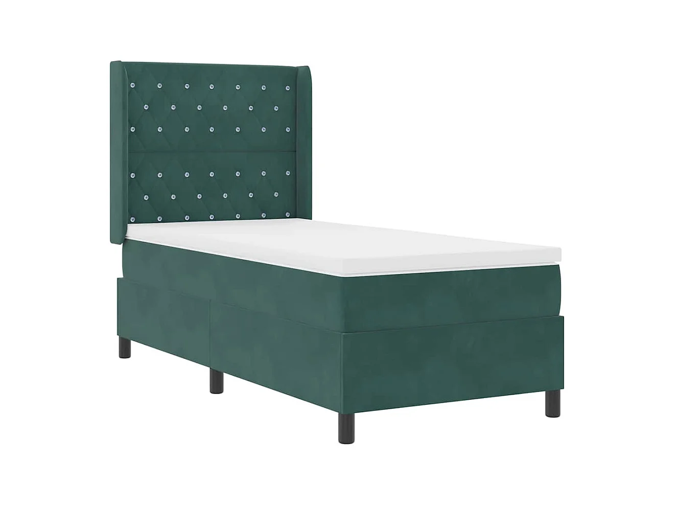 Cama Box com cabeceira Verde-escuro 90 x 190 cm Veludo