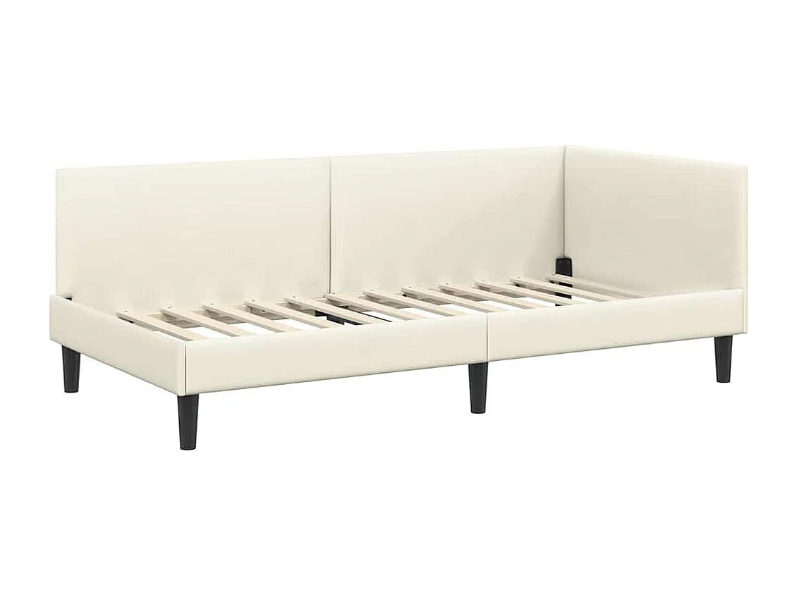 Cadre de lit d'angle Autre avec tête de lit Crème 90 x 190 cm