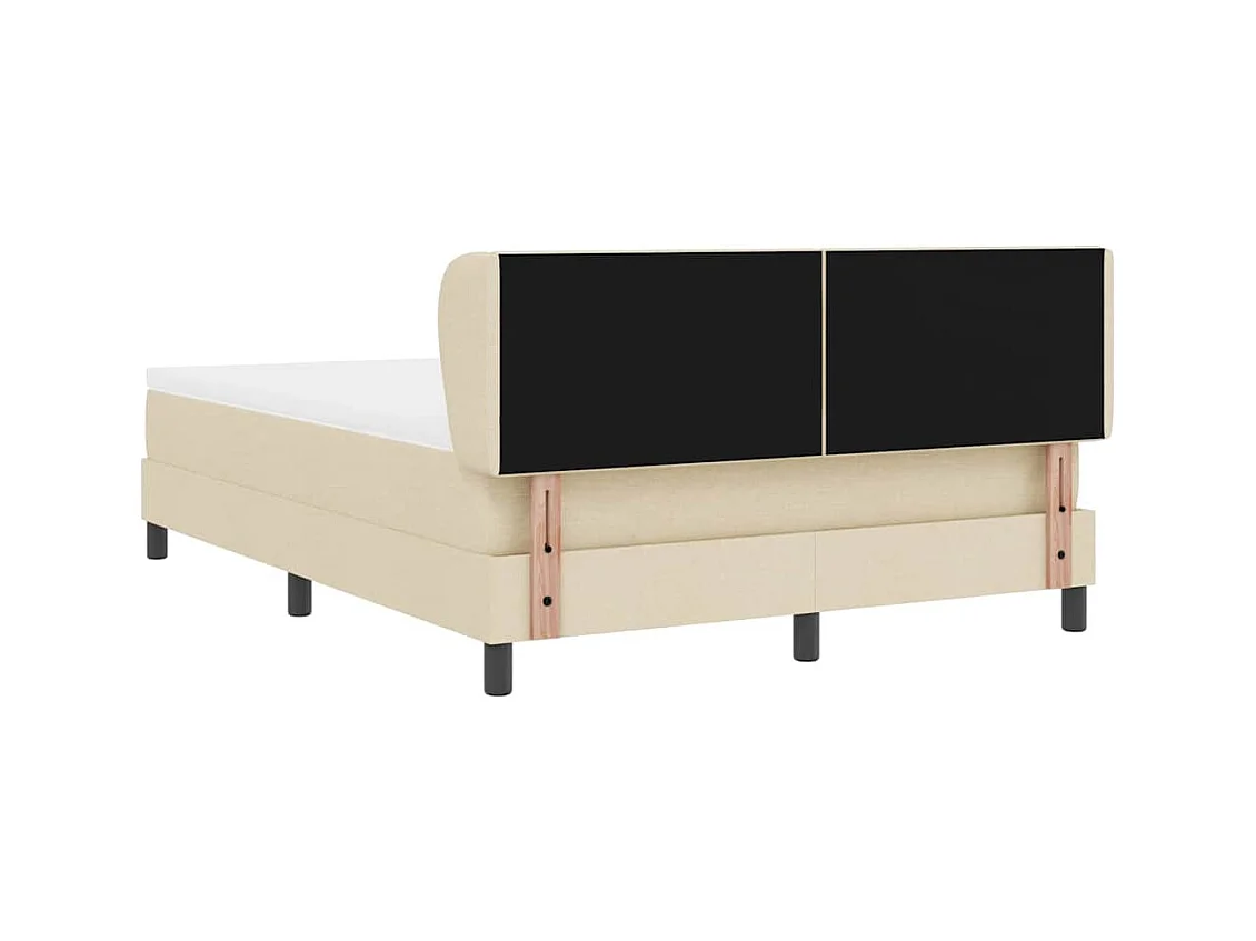 Cadre de lit avec matelas Crème 160 x 200 cm tissu