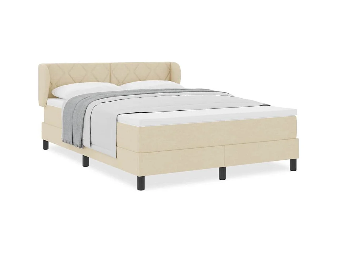Cadre de lit avec matelas Crème 160 x 200 cm tissu