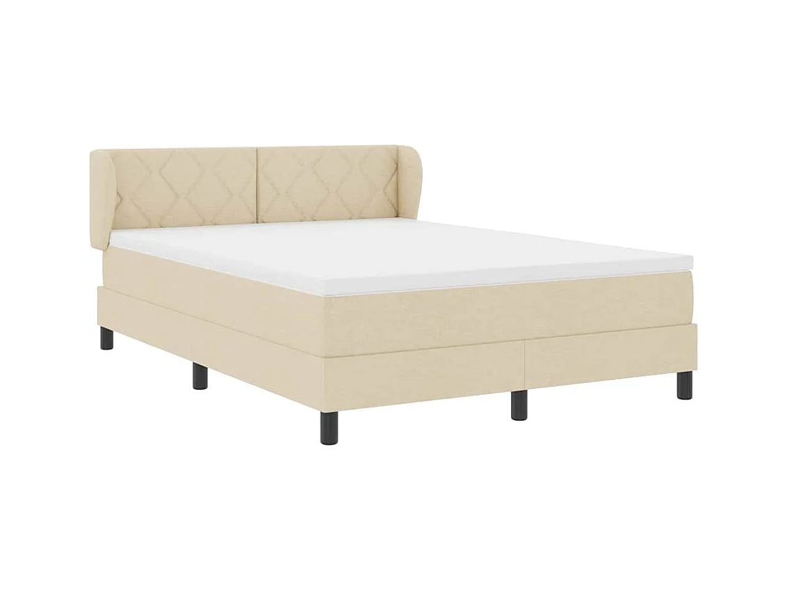 Cadre de lit avec matelas Crème 160 x 200 cm tissu