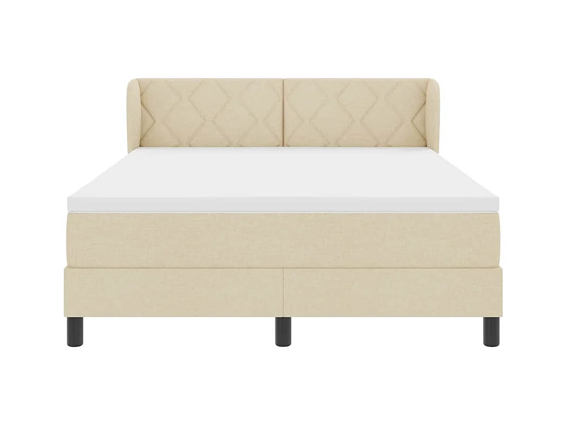 Cadre de lit avec matelas Crème 160 x 200 cm tissu