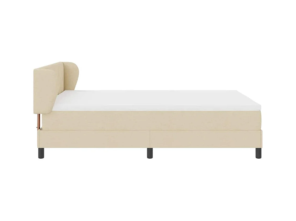 Cadre de lit avec matelas Crème 160 x 200 cm tissu