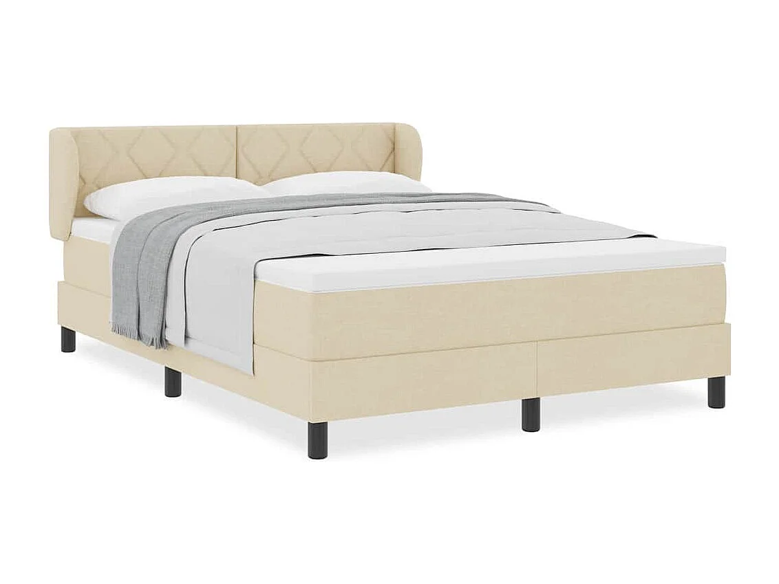 Cadre de lit avec matelas Crème 160 x 200 cm tissu