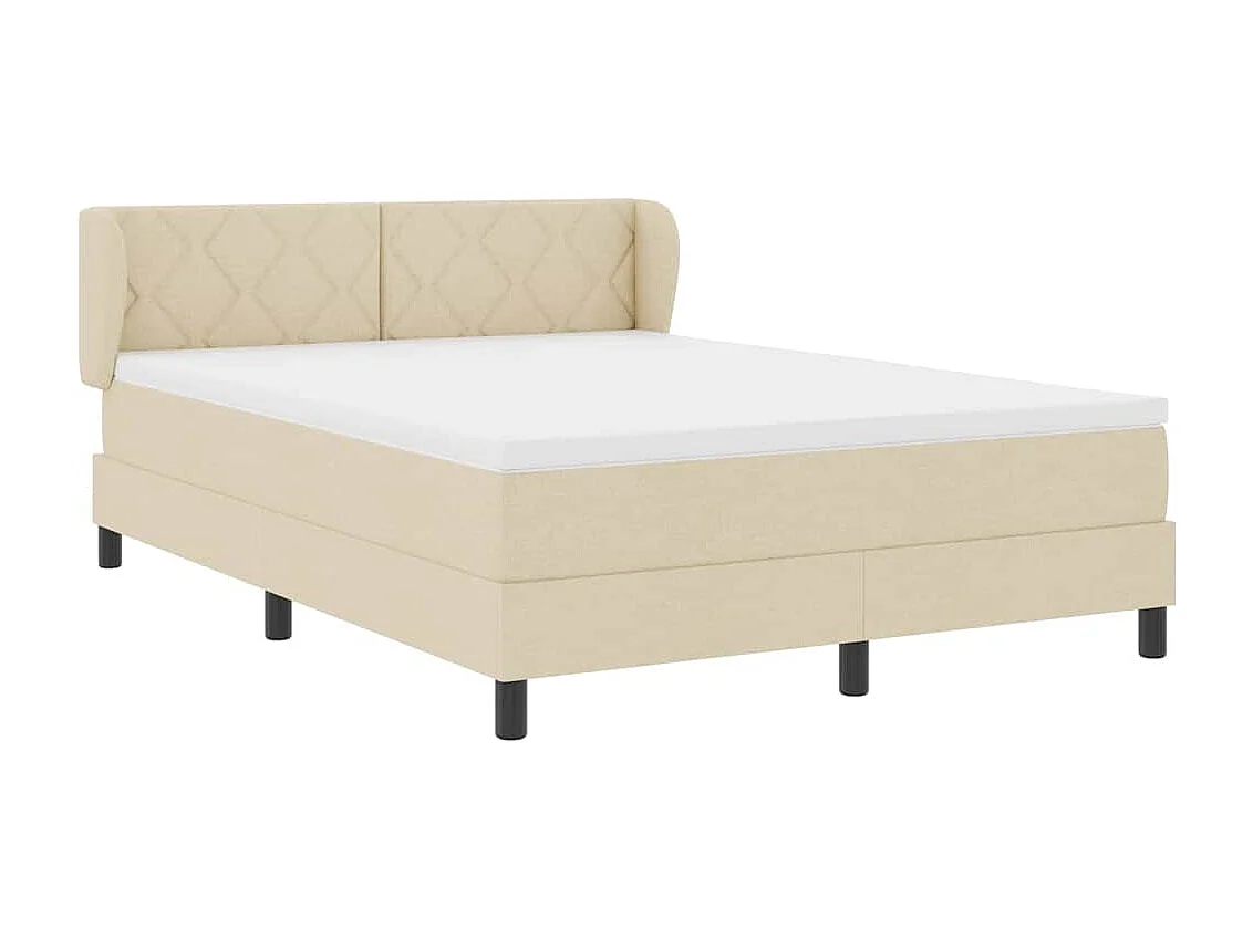 Cadre de lit avec matelas Crème 160 x 200 cm tissu