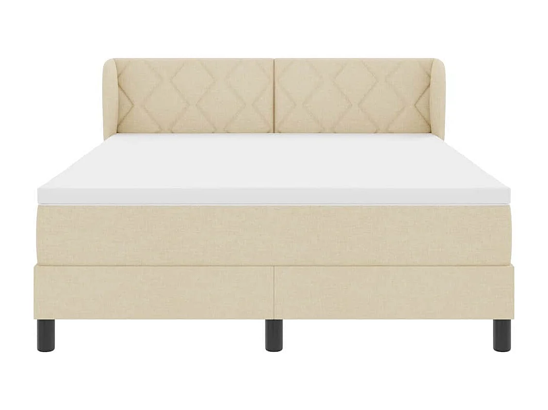 Cadre de lit avec matelas Crème 160 x 200 cm tissu
