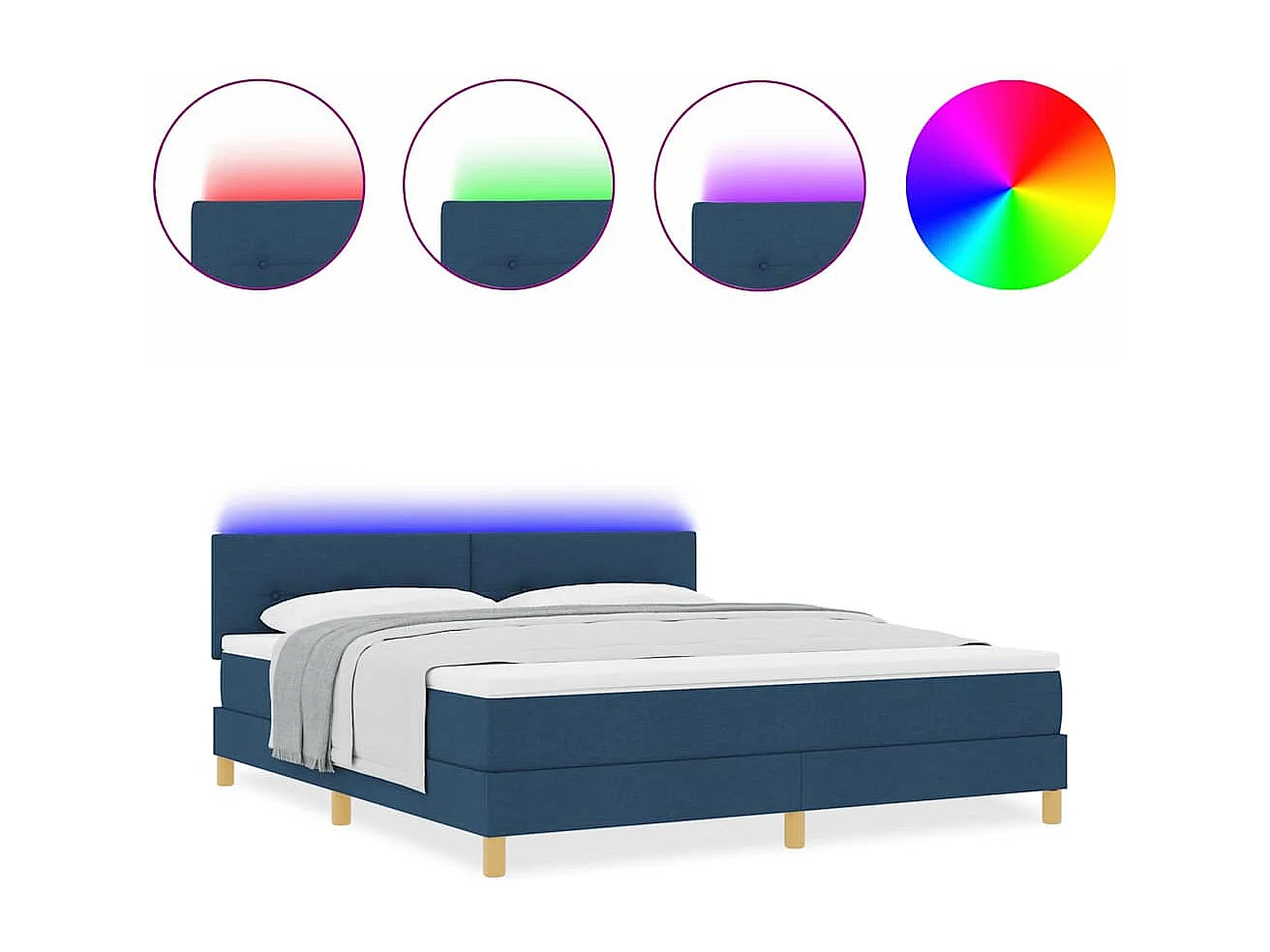 Cama tipo Box Spring con colchón Azul 180 x 200 cm tela