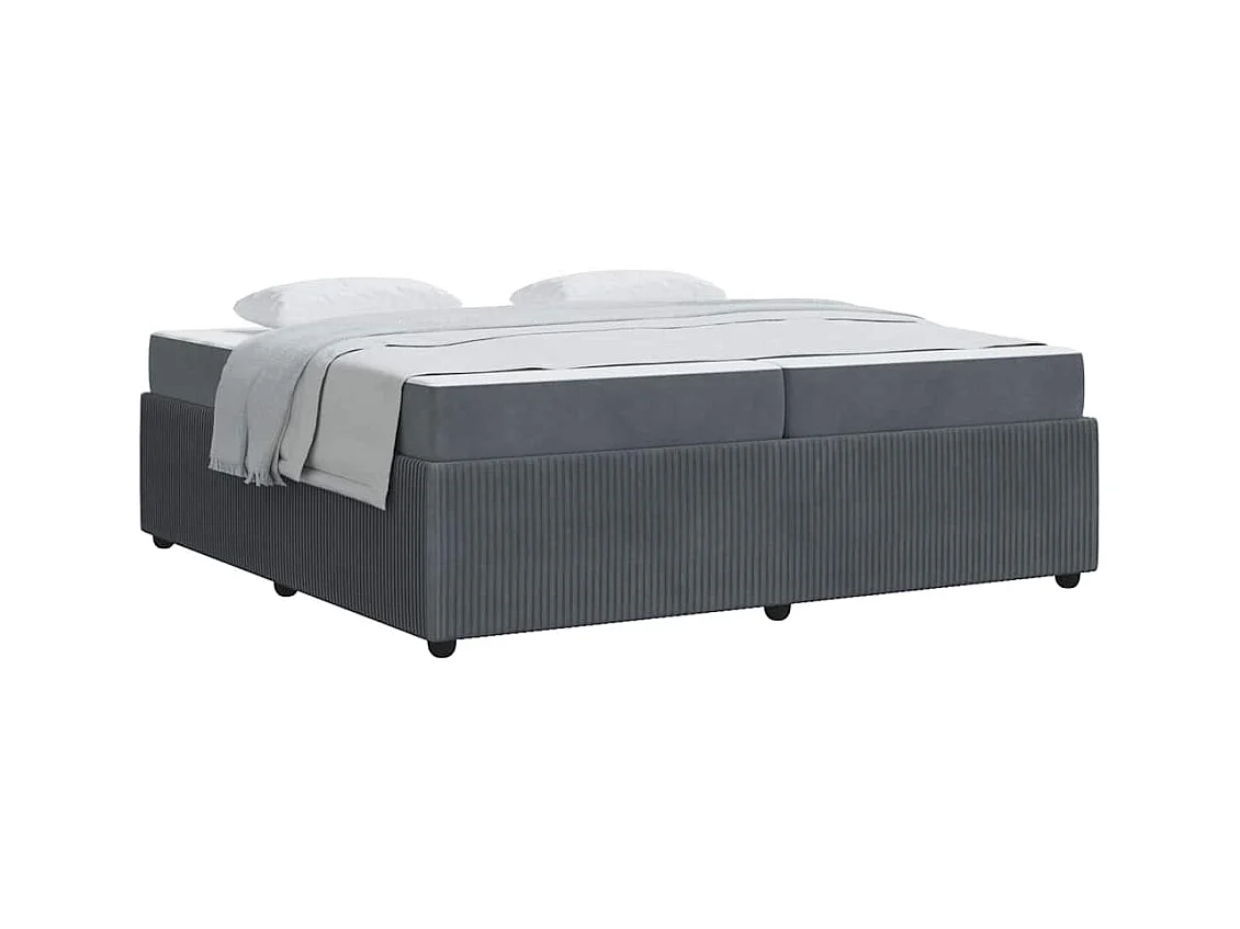Cadre de lit avec matelas Gris foncé 200 x 200 cm Velours