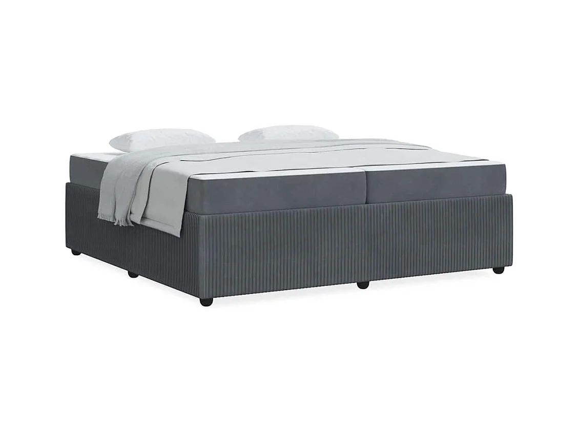 Cadre de lit avec matelas Gris foncé 200 x 200 cm Velours