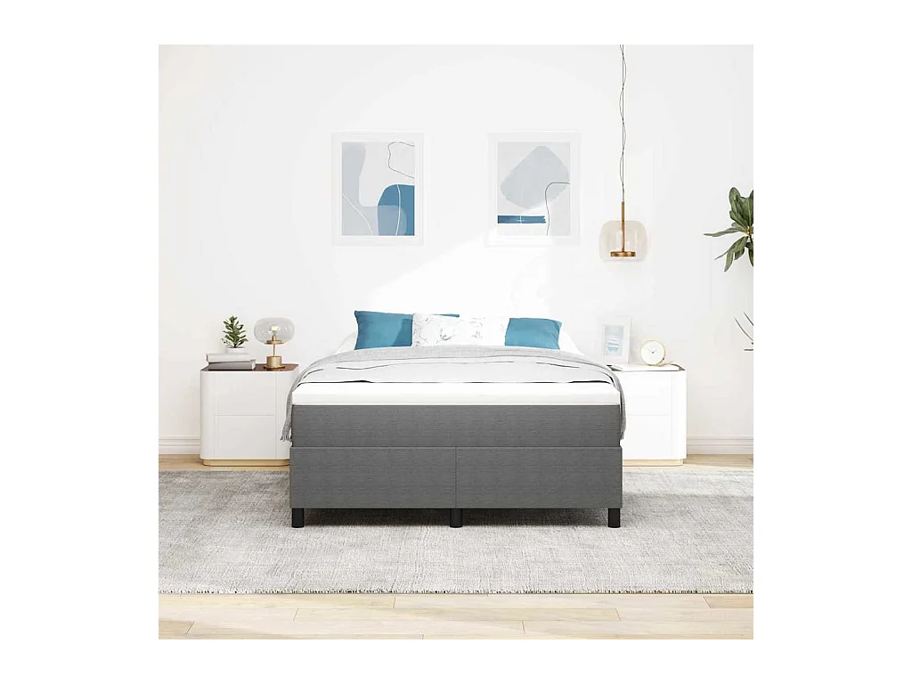 Cadre de lit Gris clair 140 x 190 cm Tissu en velours côtelé