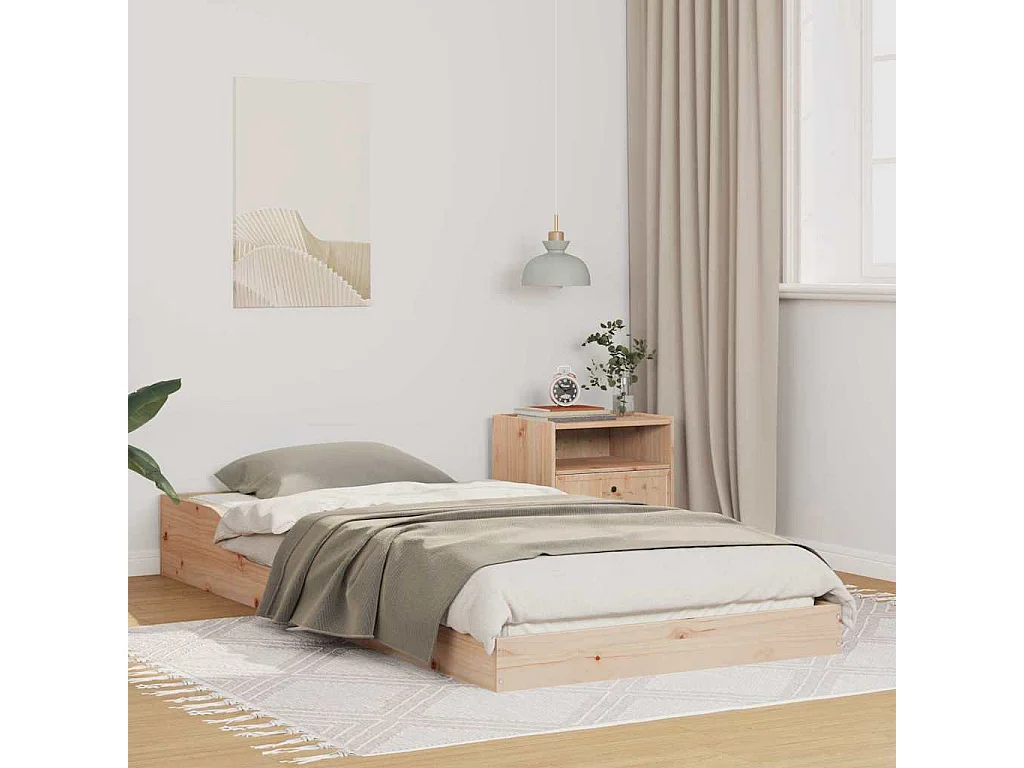 Estructura de cama Marrón 90 x 200 cm Madera maciza de pino